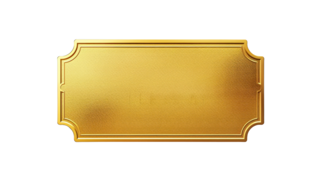 Golden metallic plate with transparent background representing success and achievement