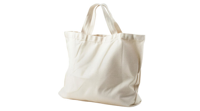 White tote bag mockup standing on transparent background