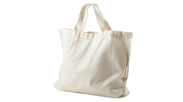 White tote bag mockup standing on transparent background