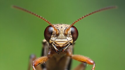 Detailed CloseUp of Inquisitive Praying Mantis in a Green Natural Environment : Generative AI