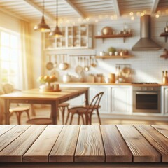 Fototapeta premium A modern kitchen interior with a tabletop, sink, and stylish furniture