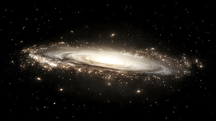 Fototapeta premium A beautiful spiral galaxy radiates outwards with glowing stars and cosmic energy, creating a sense of the endless expanse of space.