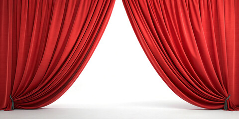 Elegant Red Curtains Isolated on a Clean Background for Interior Design
