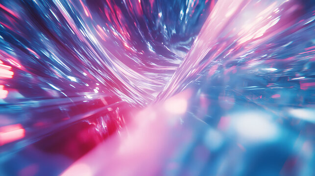 A rush of vibrant colors and light streaks blur together, creating a sensation of speed and motion as they rapidly pass through space in dynamic fluidity.