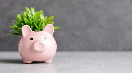 Piggy bank plant growth savings finance