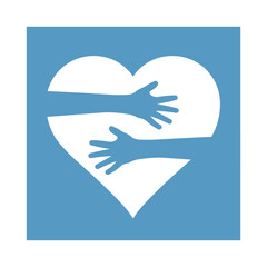 Vector illustration of hands hugging a big heart
