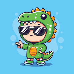cute little dinosaur cartoon character vector illustration design. 