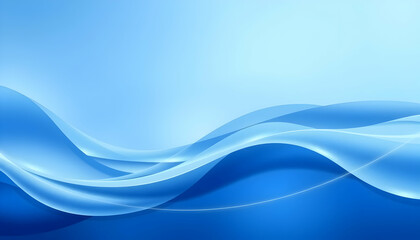 Fototapeta premium Abstract blue waves, smooth flowing curves, light gradient background, serene aquatic theme, dynamic composition, minimalist design, soft blending, ethereal atmosphere, digital illustration, soothing 