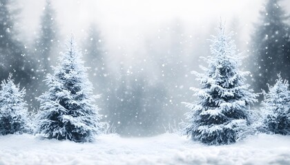 Obraz premium Snow covered trees in a winter wonderland scene