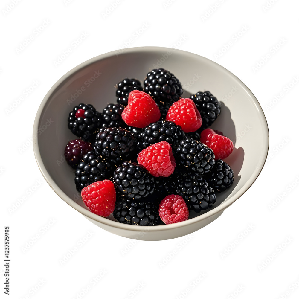 Wall mural Fresh berries white ceramic bowl