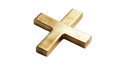 Obraz premium Golden cross symbol on transparent background