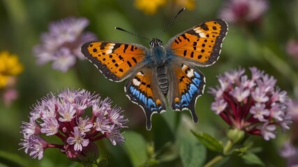 Obraz premium Nature's Cadence: Lunge’s Metal mark Butterfly in a Blooming Landscape