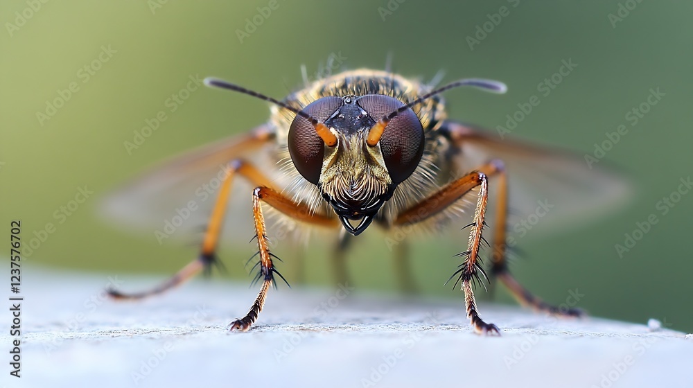 Poster Closeup of a Hoverfly on a Leaf  Macro Photography with Natural Green Background : Generative AI