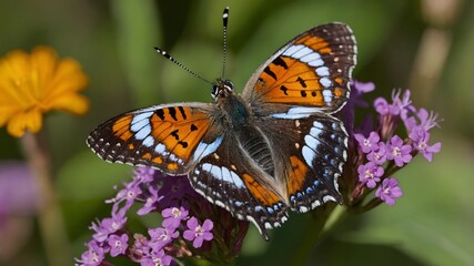 Fototapeta premium Vibrant Patterns: A Close-Up of Lane’s Metal mark Butterfly
