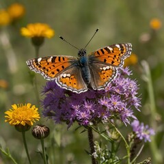 Obraz premium Colorful Ballet: Lane’s Metal mark Butterfly in a Sunlit Meadow