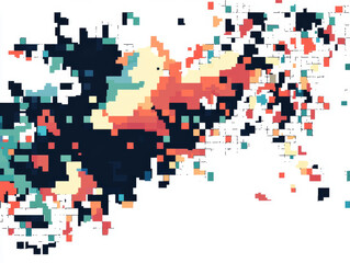 Abstract Pixelated Digital Artwork with Vibrant Colors