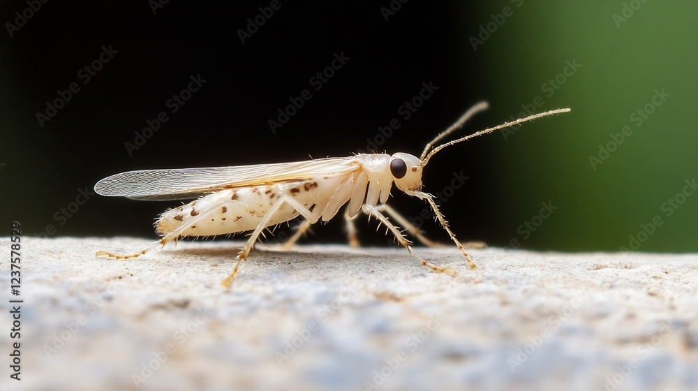 Aufkleber Profile View of Pale Insect with Delicate Features on Neutral Background : Generative AI