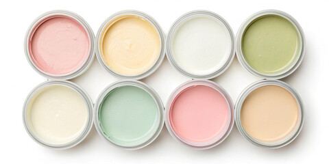 Naklejka premium Top View of Cream Paint in Round Containers for Creative Projects