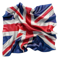 Fototapeta premium Union Jack flag, symbolizing United Kingdom, beautifully drapes with vibrant colors and intricate folds, showcasing its rich heritage and national pride