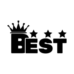 Best text vector logo design element. best seller vector design with crown icon and stars vector graphic element. isolated on white