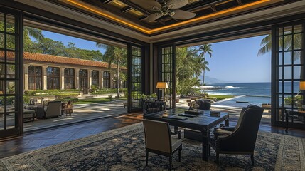 Fototapeta premium Oceanfront Estate: Luxurious Living Space with Panoramic Views