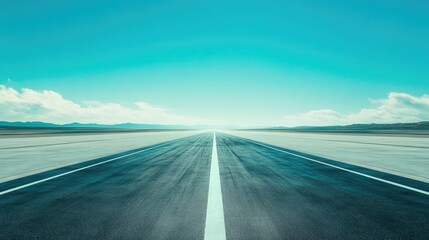 Fototapeta premium Asphalt road with blue sky and white clouds background