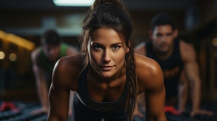 Woman training with personal instructor