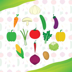 Mix Vegetables Vector Full collor Illustration