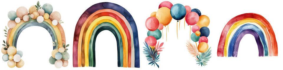 Obraz premium St. Patrick's day watercolor elements for decoration vibrant rainbow designs festive event decor