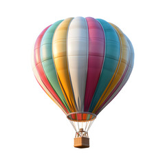 Naklejka premium Colorful Fluffy 3D Cartoon Hot Air Balloon Flying in the Sky Isolated on Transparent Background