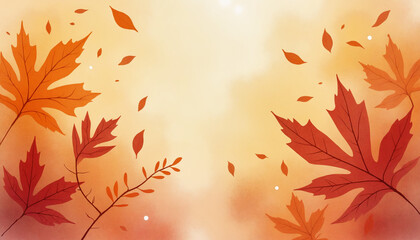 Autumn leaves in warm colors creating a cozy background with copy space