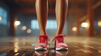 Young woman in sportwear sport exercise with fit rubber band on legs in gym.