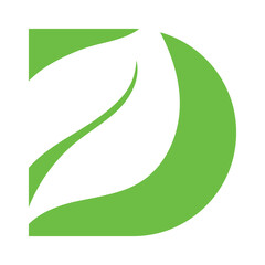 D leaf initial letter logo design