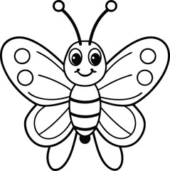 Cute Butterfly isolated vector, Cute Butterfly silhouette vector illustration, Cute Butterfly line art vector icon design