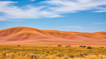 Obraz premium Serene landscape photograph, vibrant complementary colors, strong hard light, direct harsh shadows, contrasting colors, balanced tones.