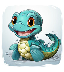 Fototapeta premium A Vibrant Colorful Cartoon Style Cute Baby Eel Fish With smiley Face Oil Painting