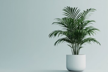 Obraz premium Lush Green Houseplant in Minimalist White Pot on Soft Background