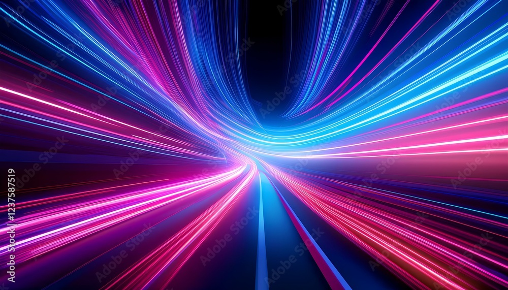 Poster abstract background with colorful lines. Dynamic background with pink and blue light.