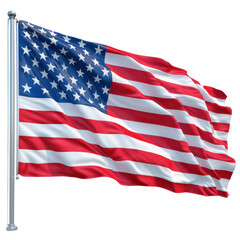 Fototapeta premium Waving American flag with red and white stripes and blue field of stars, symbolizing patriotism and national pride