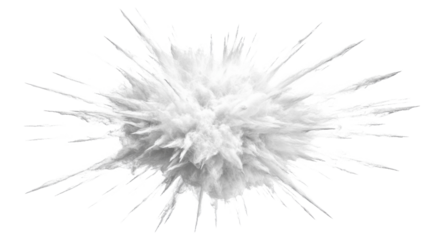 White powder explosion creating a cloud on transparent background