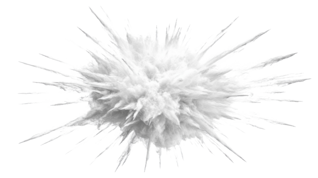 White powder explosion creating a cloud on transparent background