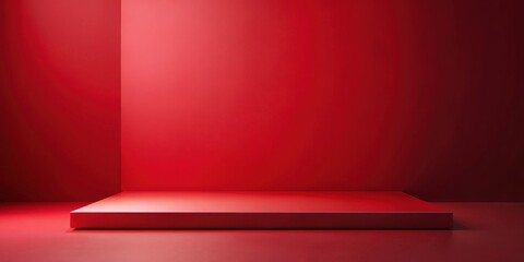 Obraz premium Minimalist red studio background with a clean and simple aesthetic for product presentation
