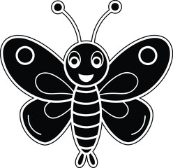 Cute Butterfly isolated vector, Cute Butterfly silhouette vector illustration, Cute Butterfly line art vector icon design