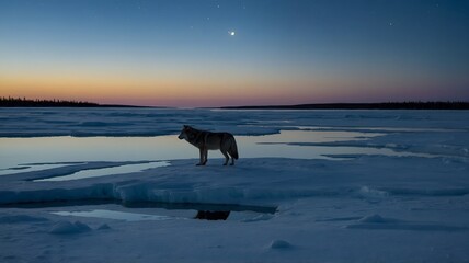 Echoes of the Wild: Hudson Bay Wolf Howling Under the Silvery Moon