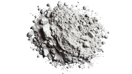 Pile of gray cement powder with a transparent background