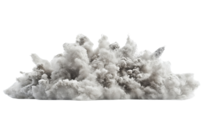 Realistic explosion smoke effect with transparent background for compositing