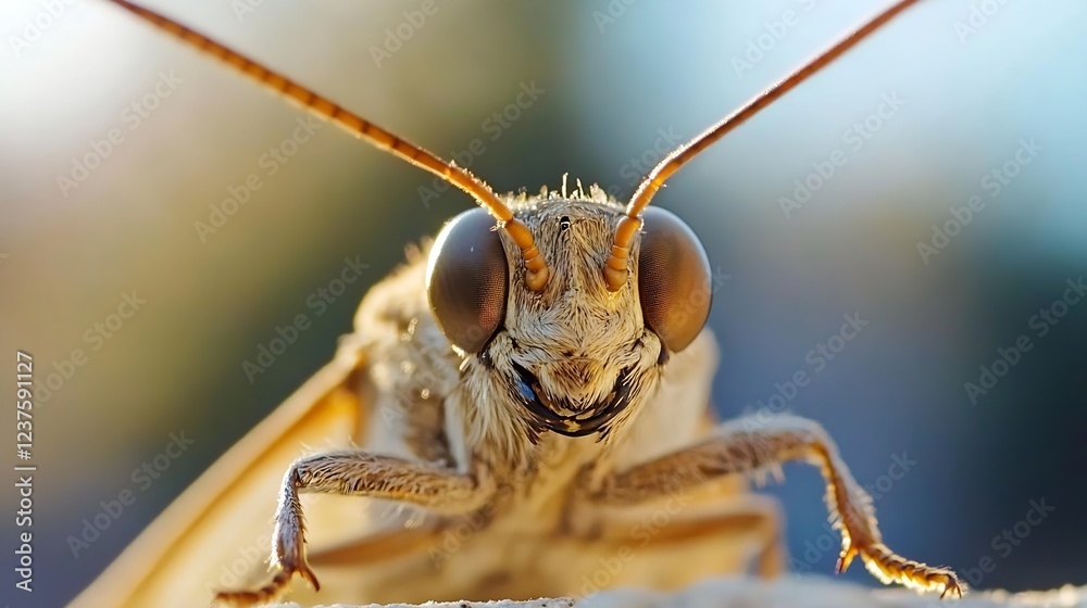 Poster Macro Shot of a Moth with Detailed Facets of Compound Eyes and Expression : Generative AI