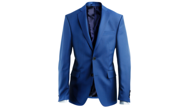 Elegant blue suit isolated on transparent background: perfect for business and formal occasions