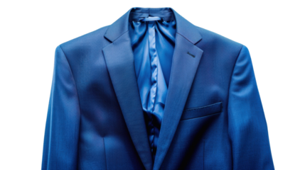 Elegant blue suit jacket isolated on transparent background