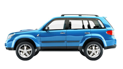 Blue suv car isolated on transparent background, perfect for automotive projects